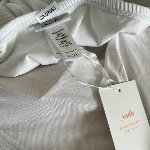 Andie Tulum Rib One-Piece Swimsuit - White Scoop Racerback Size XXXL - Picture 8 of 10